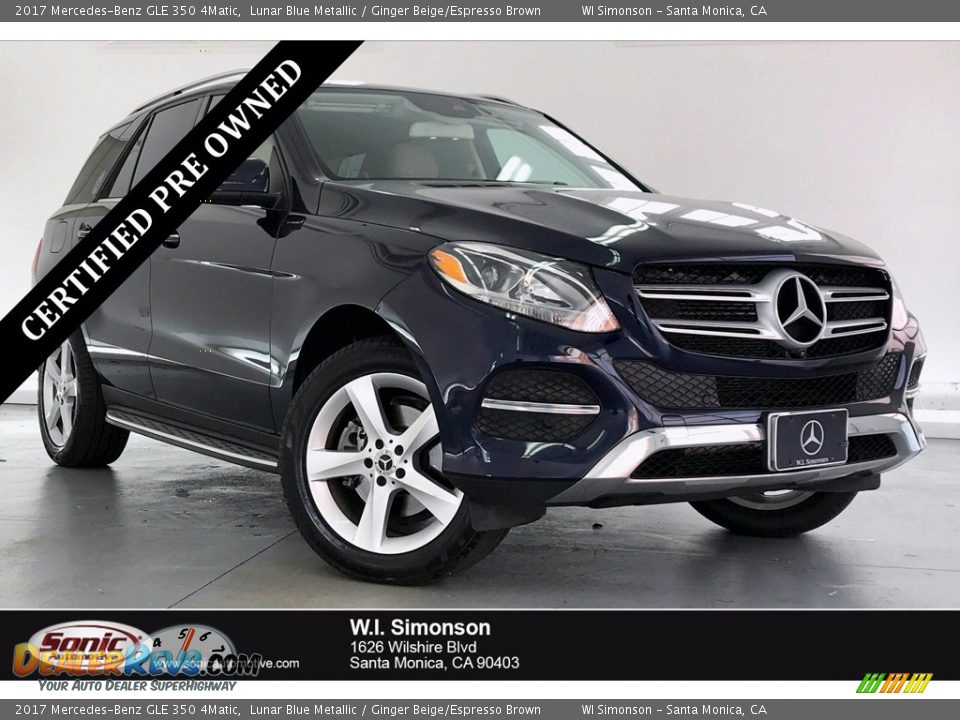 2017 Mercedes-Benz GLE 350 4Matic Lunar Blue Metallic / Ginger Beige/Espresso Brown Photo #1