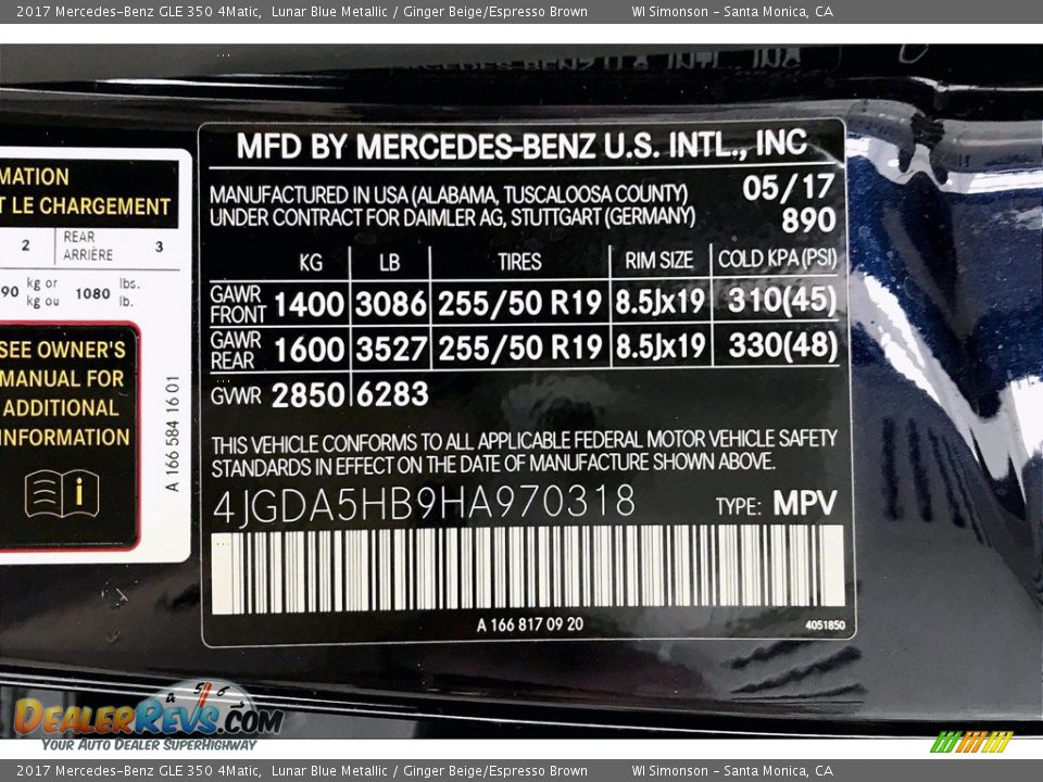 2017 Mercedes-Benz GLE 350 4Matic Lunar Blue Metallic / Ginger Beige/Espresso Brown Photo #24