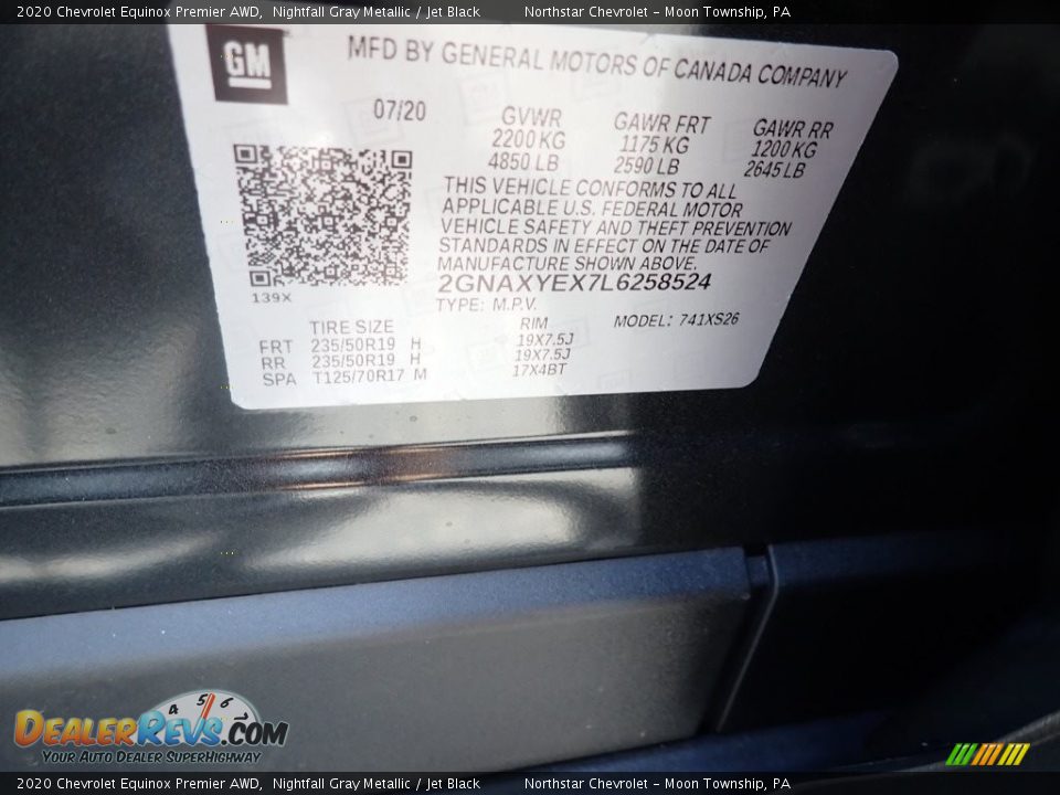 2020 Chevrolet Equinox Premier AWD Nightfall Gray Metallic / Jet Black Photo #17