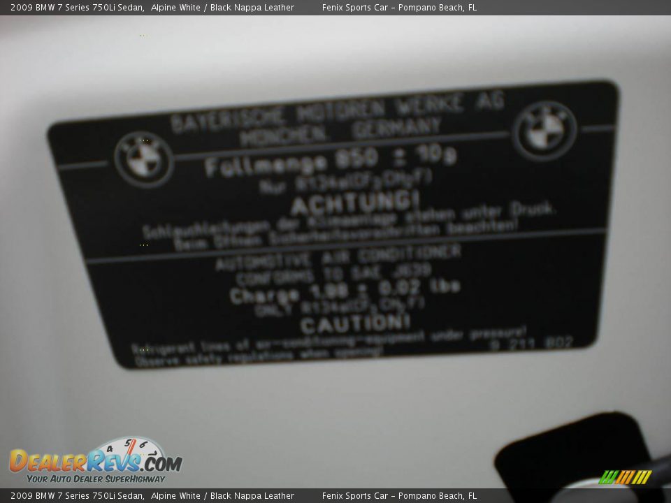 2009 BMW 7 Series 750Li Sedan Alpine White / Black Nappa Leather Photo #33