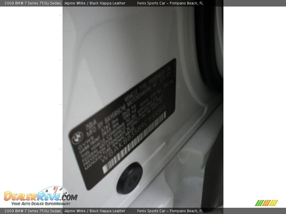 2009 BMW 7 Series 750Li Sedan Alpine White / Black Nappa Leather Photo #34
