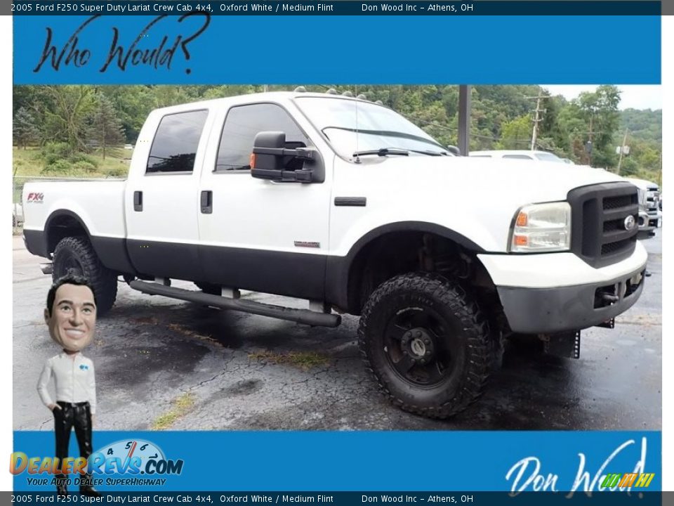 2005 Ford F250 Super Duty Lariat Crew Cab 4x4 Oxford White / Medium Flint Photo #1