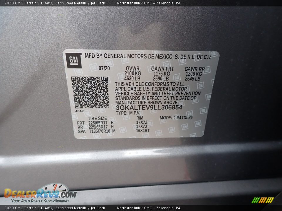 2020 GMC Terrain SLE AWD Satin Steel Metallic / Jet Black Photo #11