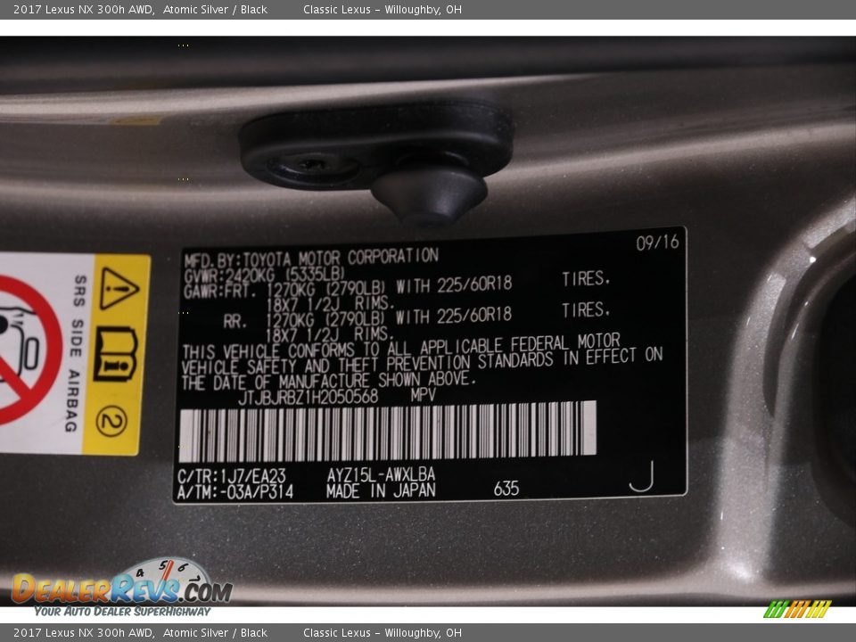 2017 Lexus NX 300h AWD Atomic Silver / Black Photo #23
