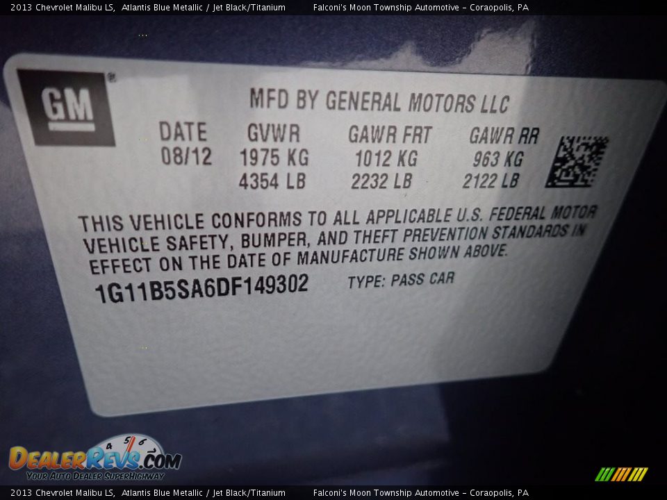 2013 Chevrolet Malibu LS Atlantis Blue Metallic / Jet Black/Titanium Photo #24