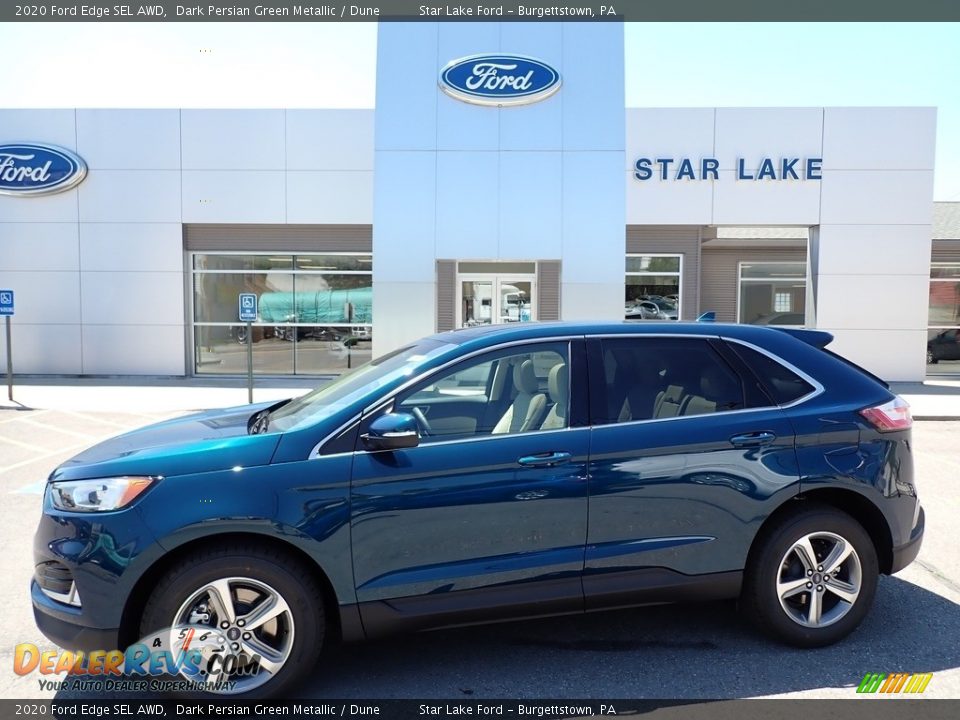 2020 Ford Edge SEL AWD Dark Persian Green Metallic / Dune Photo #1