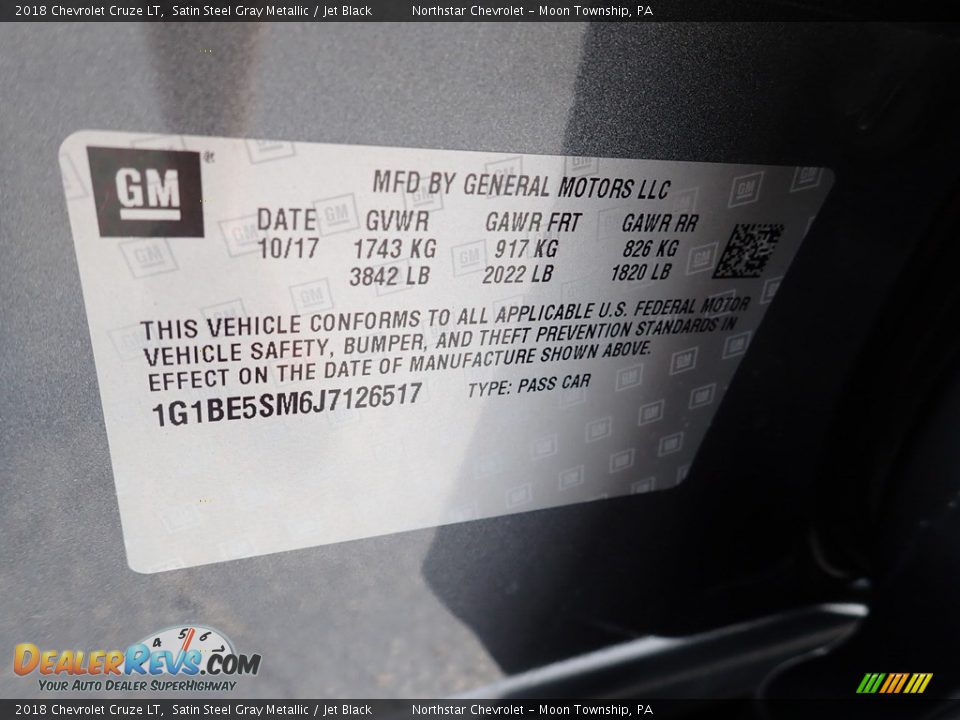 2018 Chevrolet Cruze LT Satin Steel Gray Metallic / Jet Black Photo #28