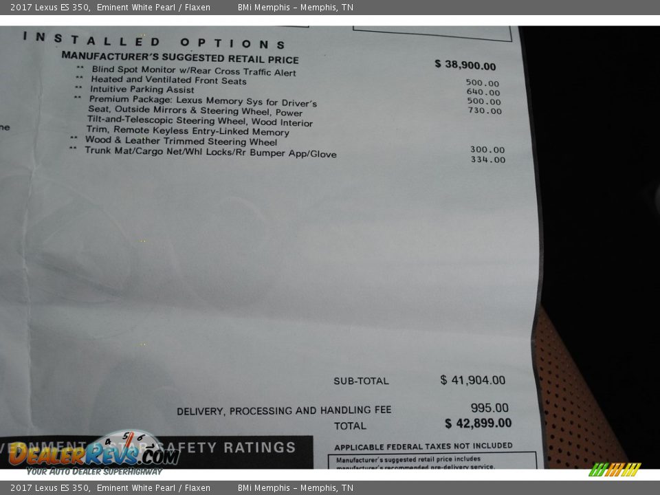 2017 Lexus ES 350 Eminent White Pearl / Flaxen Photo #33