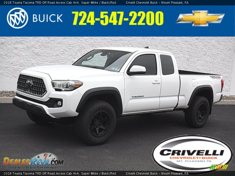 2018 Toyota Tacoma TRD Off Road Access Cab 4x4 Super White / Black/Red Photo #1