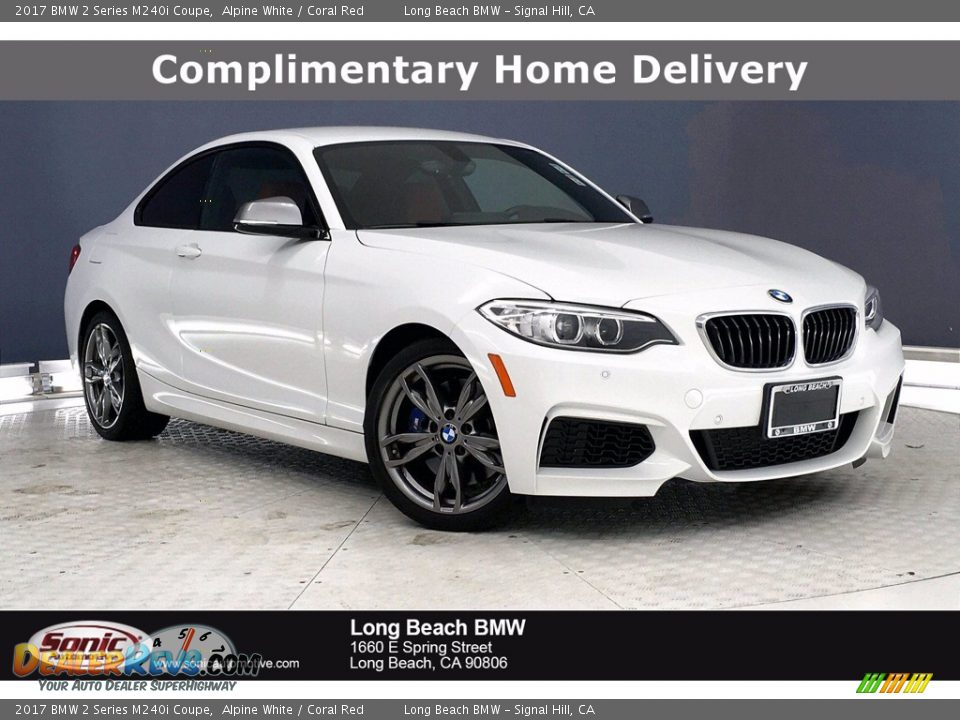2017 BMW 2 Series M240i Coupe Alpine White / Coral Red Photo #1
