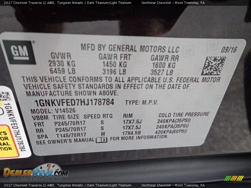 2017 Chevrolet Traverse LS AWD Tungsten Metallic / Dark Titanium/Light Titanium Photo #28