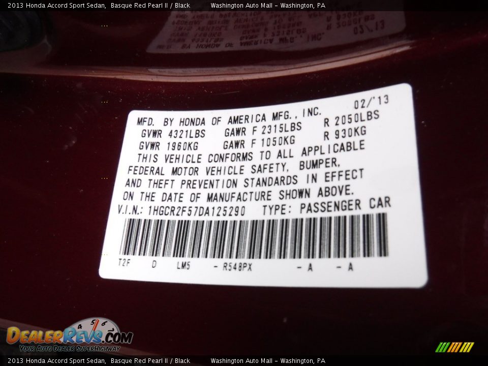 2013 Honda Accord Sport Sedan Basque Red Pearl II / Black Photo #26