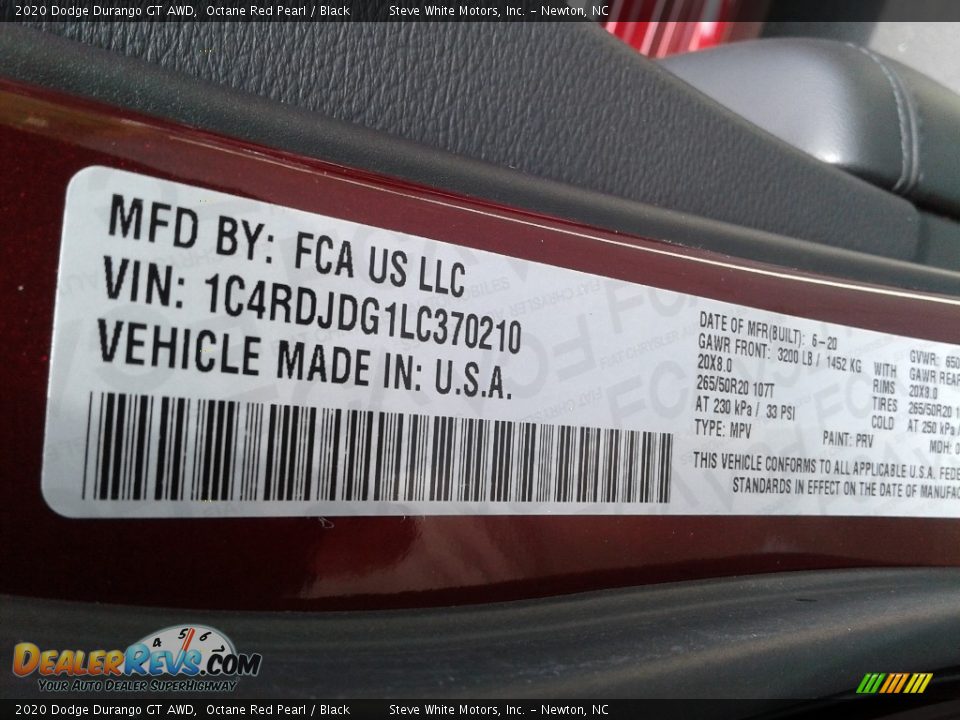 2020 Dodge Durango GT AWD Octane Red Pearl / Black Photo #34