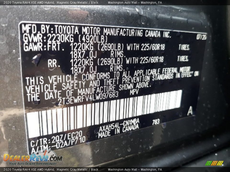 2020 Toyota RAV4 XSE AWD Hybrid Magnetic Gray Metallic / Black Photo #36
