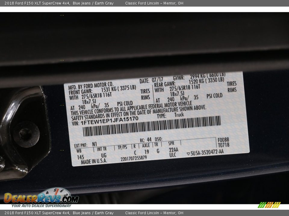 2018 Ford F150 XLT SuperCrew 4x4 Blue Jeans / Earth Gray Photo #21