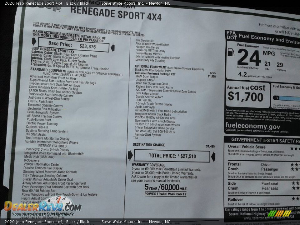 2020 Jeep Renegade Sport 4x4 Black / Black Photo #26