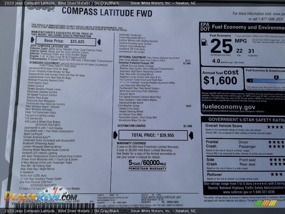 2020 Jeep Compass Latitude Billet Silver Metallic / Ski Gray/Black Photo #28