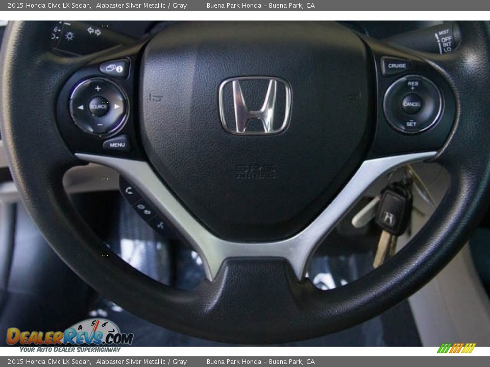 2015 Honda Civic LX Sedan Alabaster Silver Metallic / Gray Photo #15