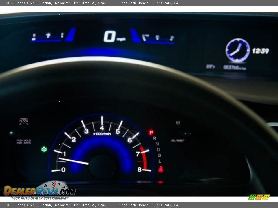 2015 Honda Civic LX Sedan Alabaster Silver Metallic / Gray Photo #24