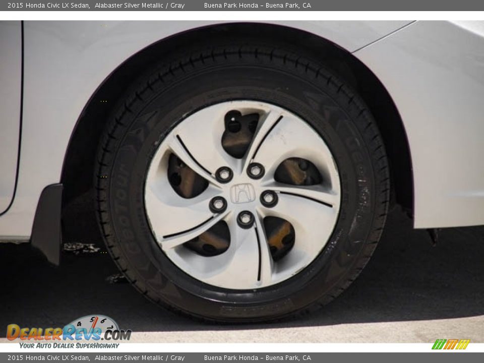 2015 Honda Civic LX Sedan Alabaster Silver Metallic / Gray Photo #28