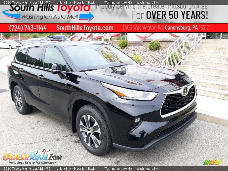 2020 Toyota Highlander XLE AWD Midnight Black Metallic / Black Photo #1