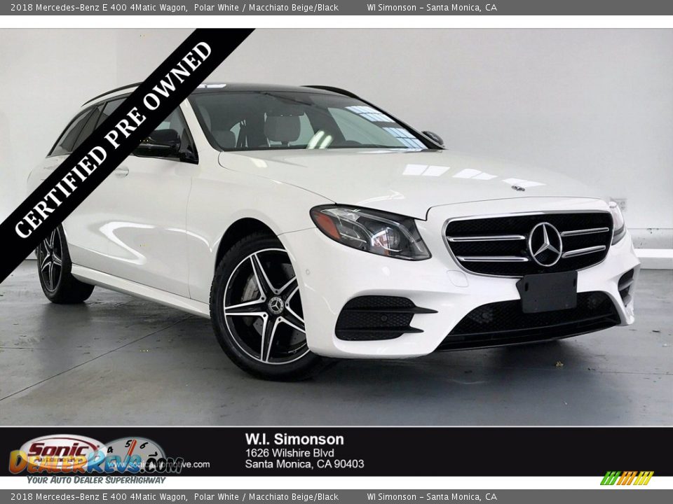 2018 Mercedes-Benz E 400 4Matic Wagon Polar White / Macchiato Beige/Black Photo #1