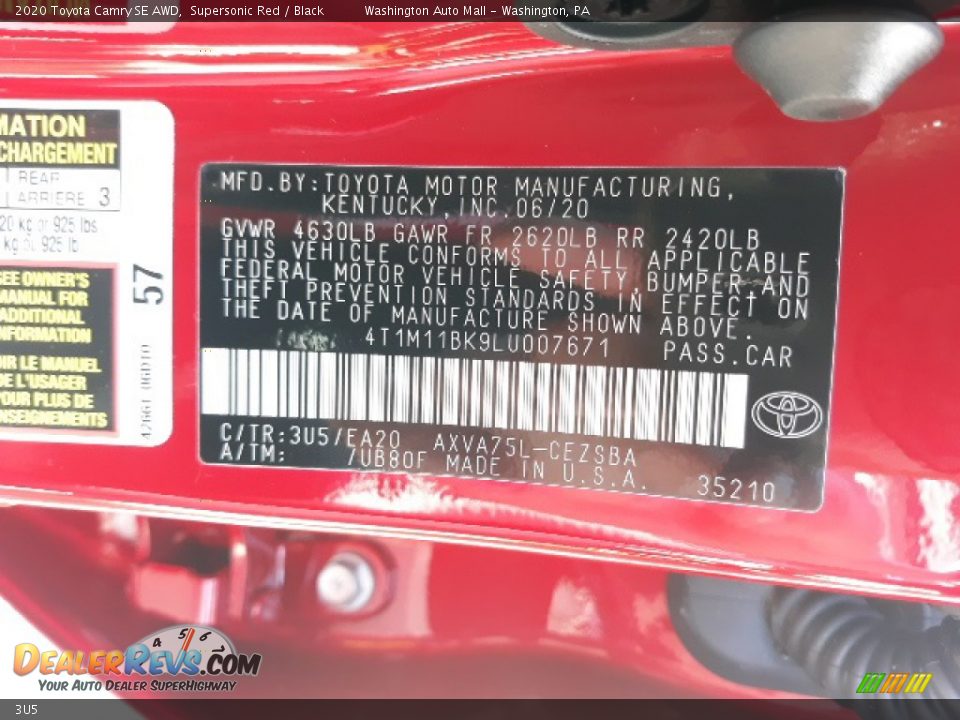 Toyota Color Code 3U5 Supersonic Red