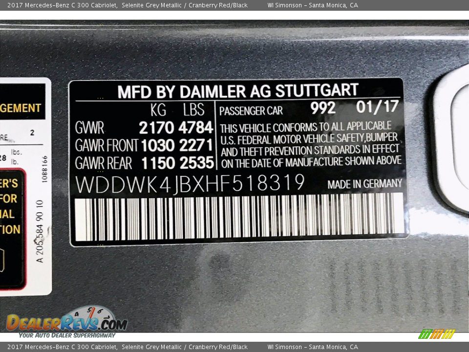 2017 Mercedes-Benz C 300 Cabriolet Selenite Grey Metallic / Cranberry Red/Black Photo #24