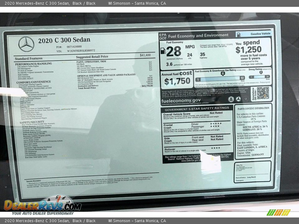 2020 Mercedes-Benz C 300 Sedan Black / Black Photo #11