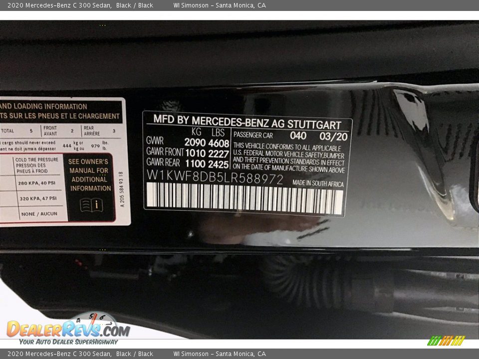 2020 Mercedes-Benz C 300 Sedan Black / Black Photo #12