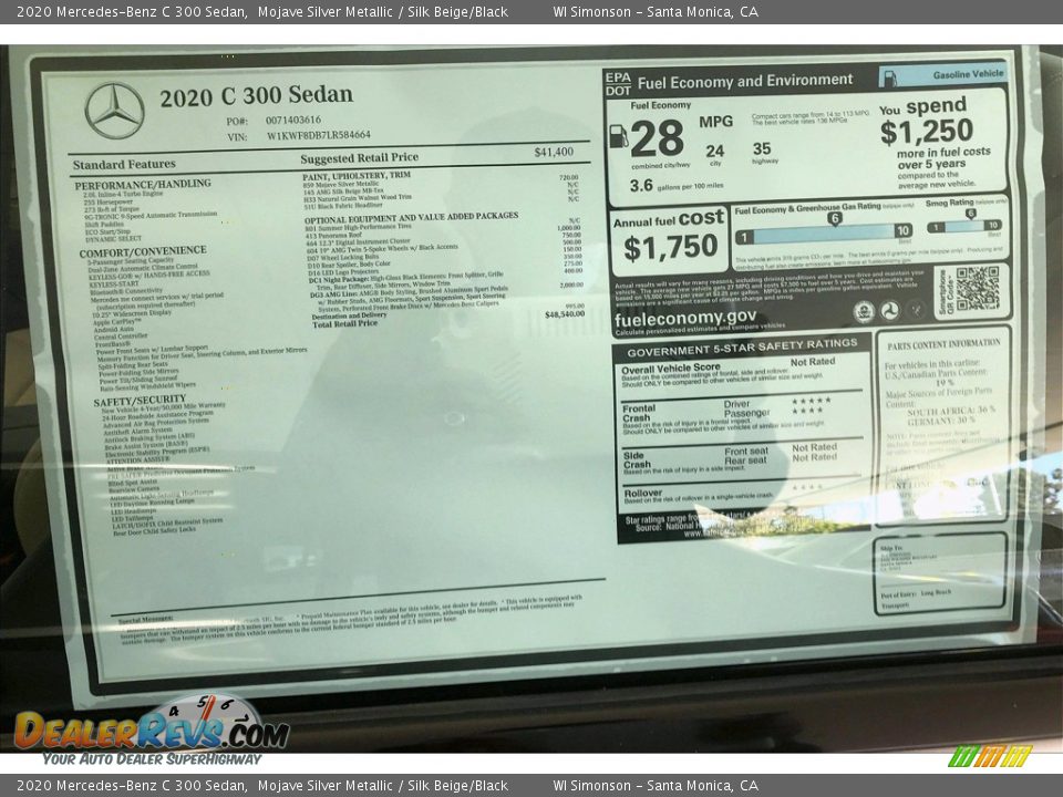 2020 Mercedes-Benz C 300 Sedan Mojave Silver Metallic / Silk Beige/Black Photo #11