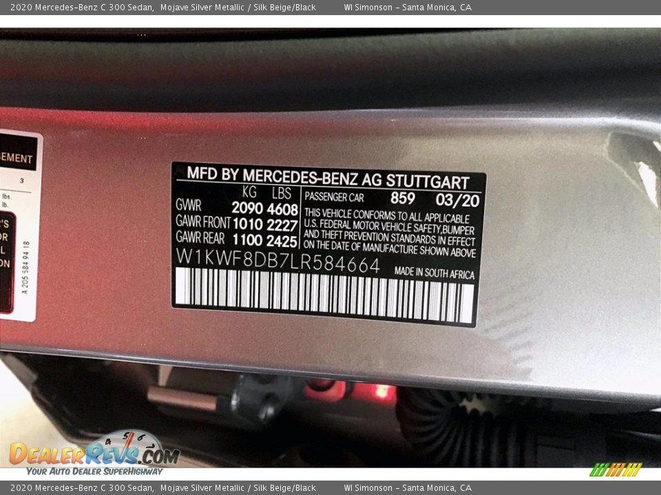 2020 Mercedes-Benz C 300 Sedan Mojave Silver Metallic / Silk Beige/Black Photo #12