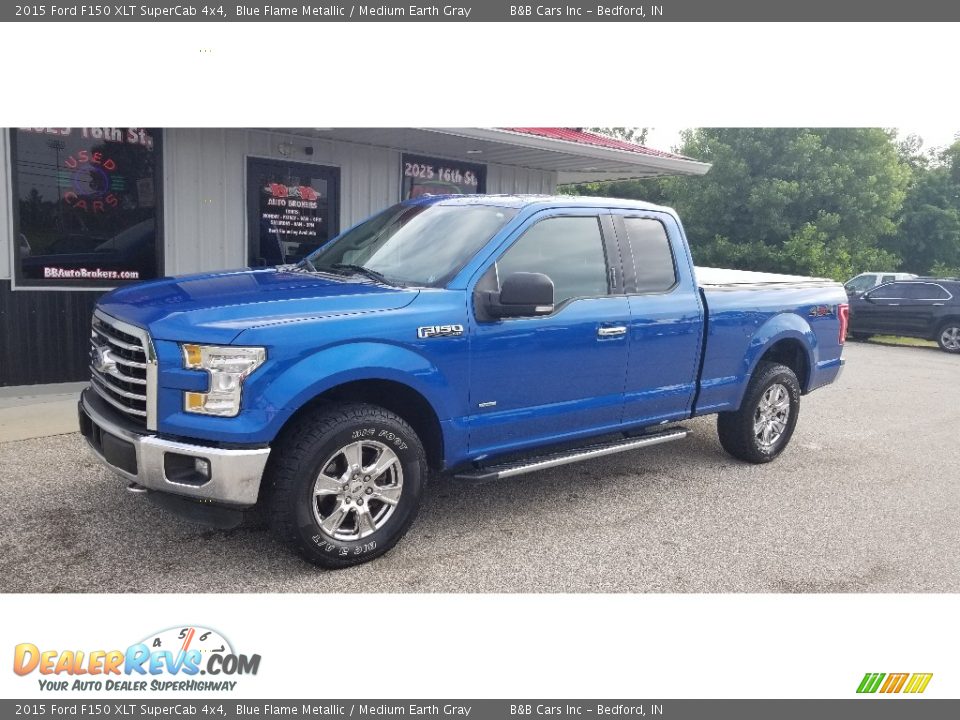 2015 Ford F150 XLT SuperCab 4x4 Blue Flame Metallic / Medium Earth Gray Photo #1