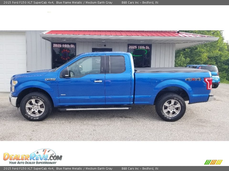 2015 Ford F150 XLT SuperCab 4x4 Blue Flame Metallic / Medium Earth Gray Photo #2