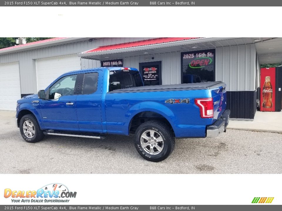 2015 Ford F150 XLT SuperCab 4x4 Blue Flame Metallic / Medium Earth Gray Photo #3