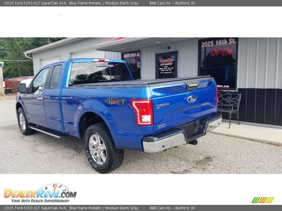 2015 Ford F150 XLT SuperCab 4x4 Blue Flame Metallic / Medium Earth Gray Photo #4