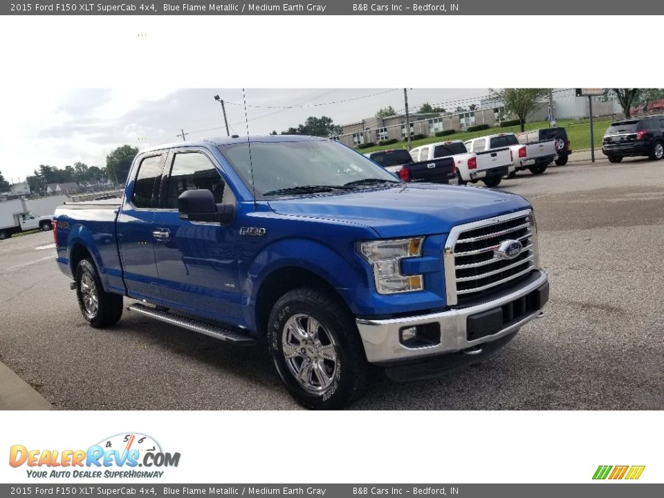 2015 Ford F150 XLT SuperCab 4x4 Blue Flame Metallic / Medium Earth Gray Photo #7