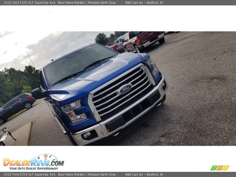 2015 Ford F150 XLT SuperCab 4x4 Blue Flame Metallic / Medium Earth Gray Photo #8