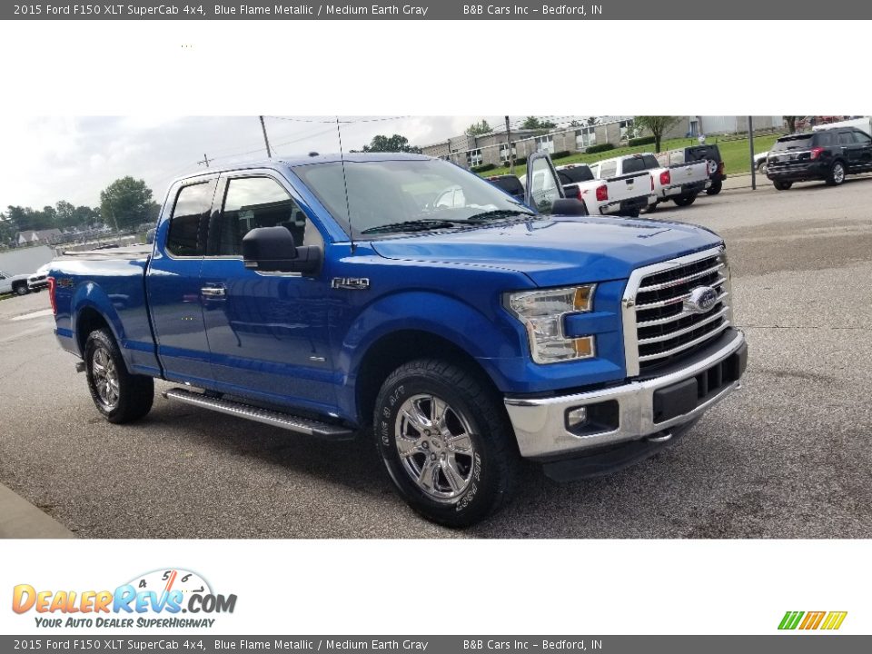 2015 Ford F150 XLT SuperCab 4x4 Blue Flame Metallic / Medium Earth Gray Photo #32