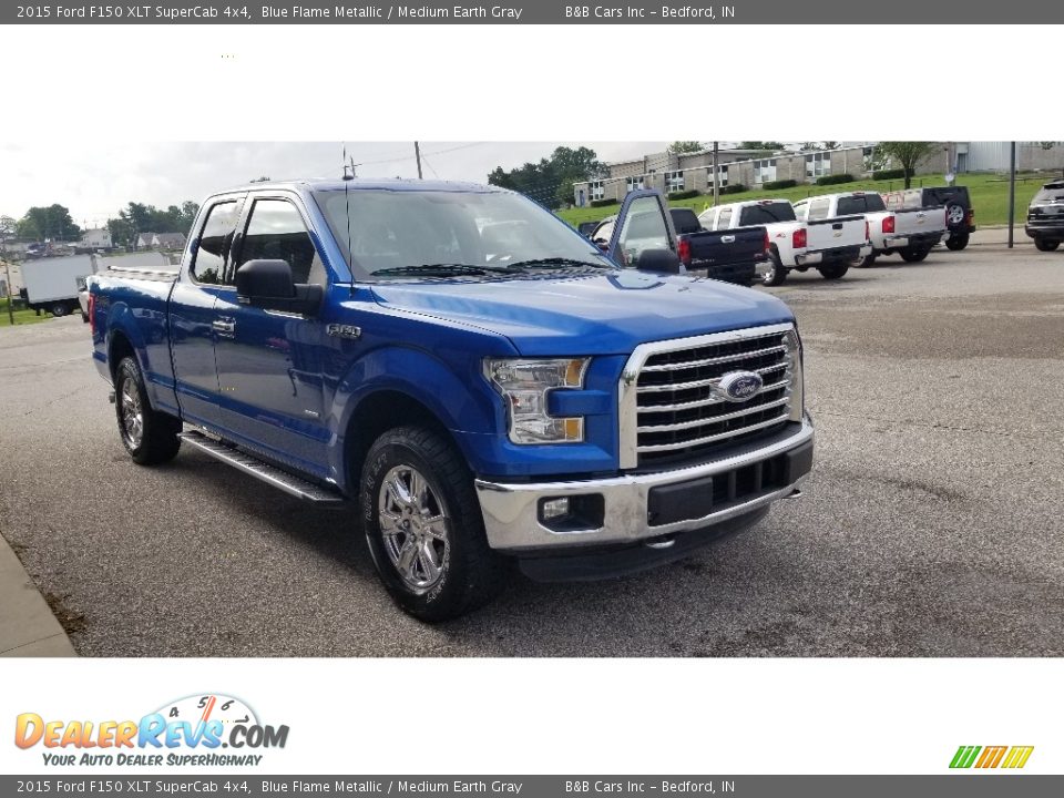 2015 Ford F150 XLT SuperCab 4x4 Blue Flame Metallic / Medium Earth Gray Photo #33