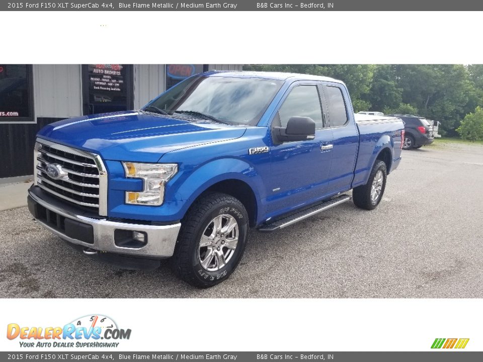 2015 Ford F150 XLT SuperCab 4x4 Blue Flame Metallic / Medium Earth Gray Photo #34