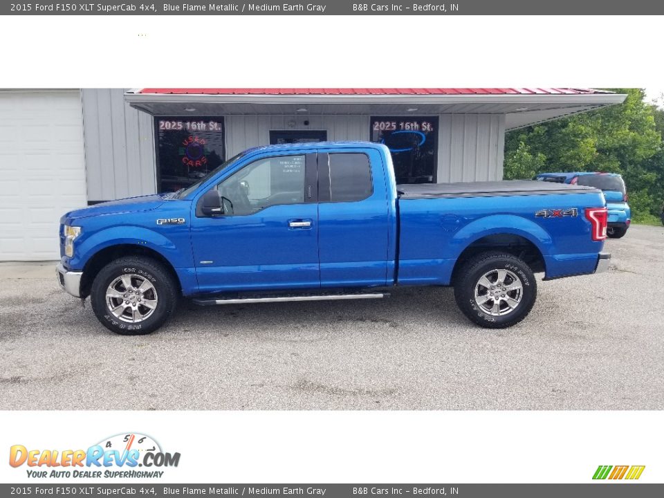 2015 Ford F150 XLT SuperCab 4x4 Blue Flame Metallic / Medium Earth Gray Photo #35