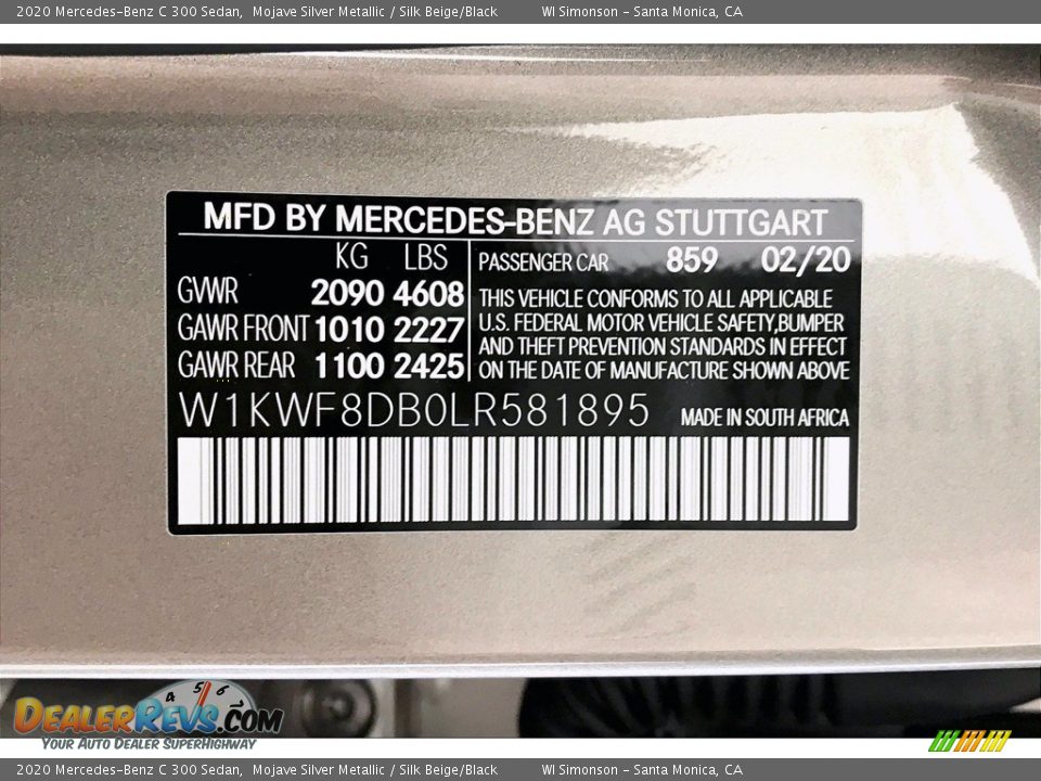 2020 Mercedes-Benz C 300 Sedan Mojave Silver Metallic / Silk Beige/Black Photo #11