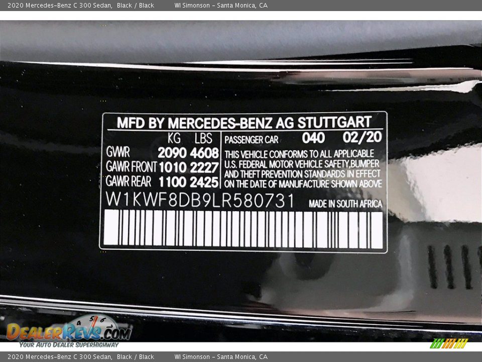 2020 Mercedes-Benz C 300 Sedan Black / Black Photo #11