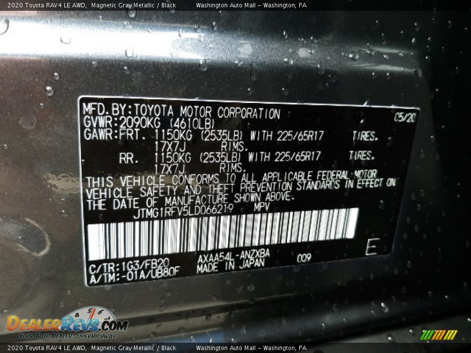 2020 Toyota RAV4 LE AWD Magnetic Gray Metallic / Black Photo #34