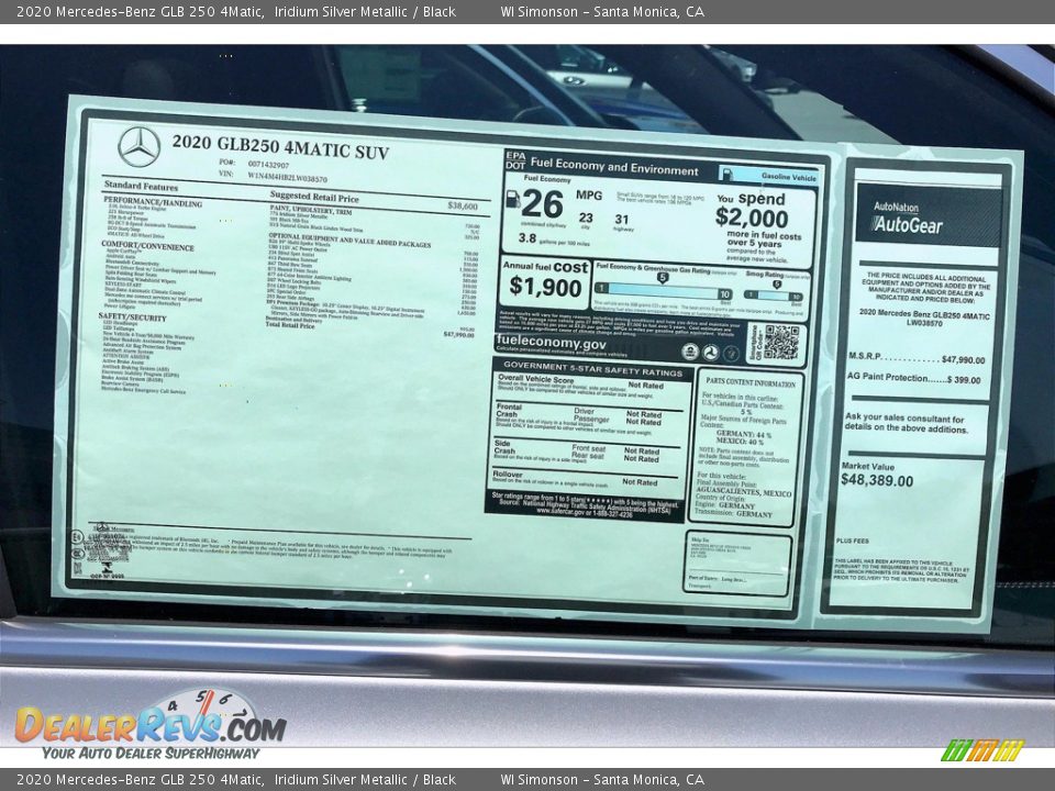 2020 Mercedes-Benz GLB 250 4Matic Iridium Silver Metallic / Black Photo #10