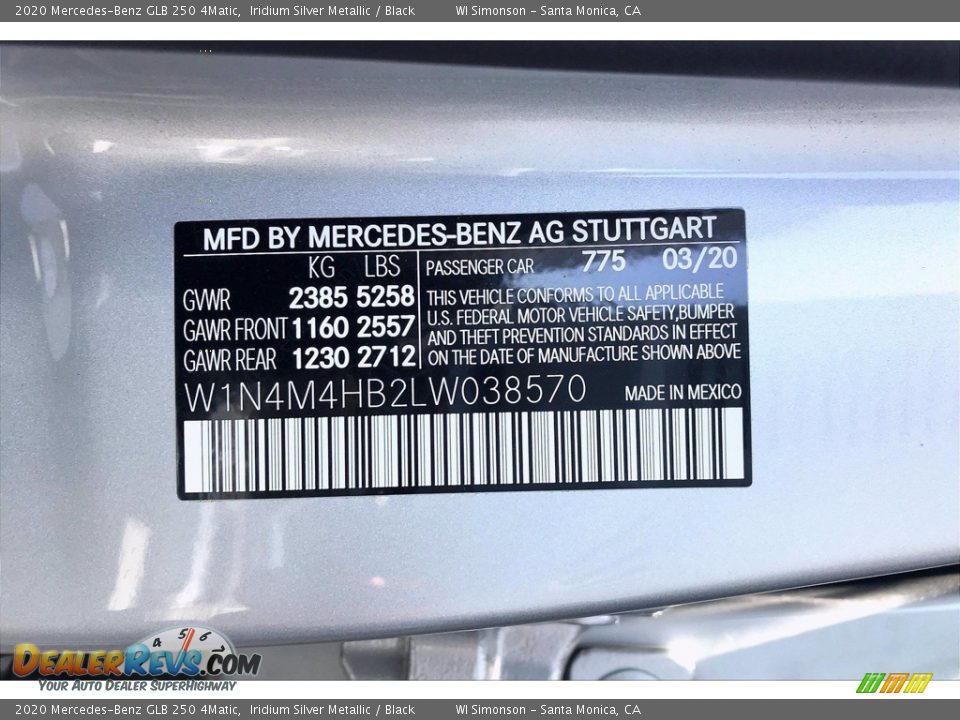2020 Mercedes-Benz GLB 250 4Matic Iridium Silver Metallic / Black Photo #11