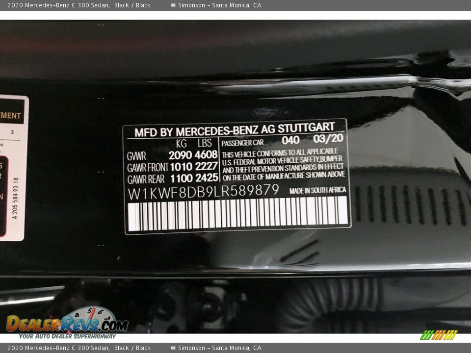 2020 Mercedes-Benz C 300 Sedan Black / Black Photo #12