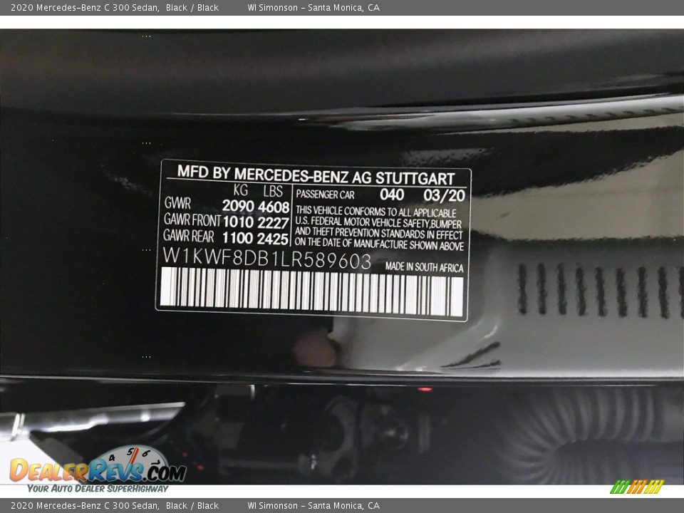 2020 Mercedes-Benz C 300 Sedan Black / Black Photo #12