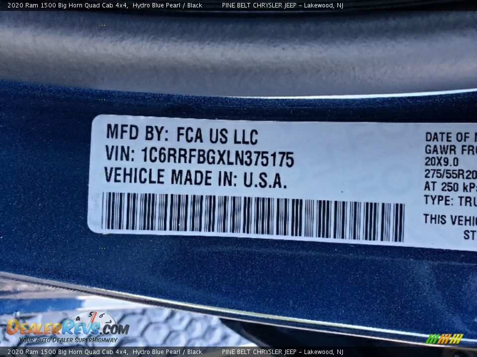 2020 Ram 1500 Big Horn Quad Cab 4x4 Hydro Blue Pearl / Black Photo #13